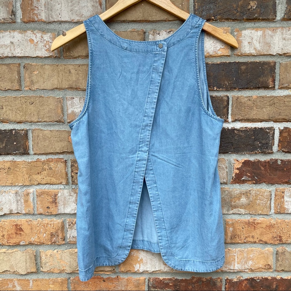 GAP Denim Sleeveless Split-Back Top